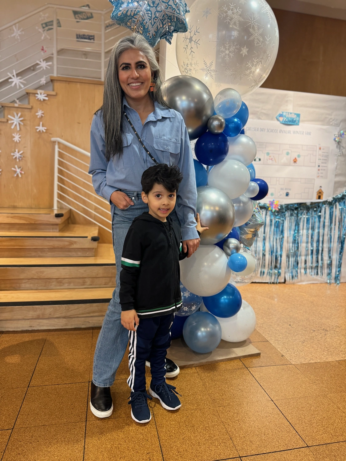 a mother dropping off her son