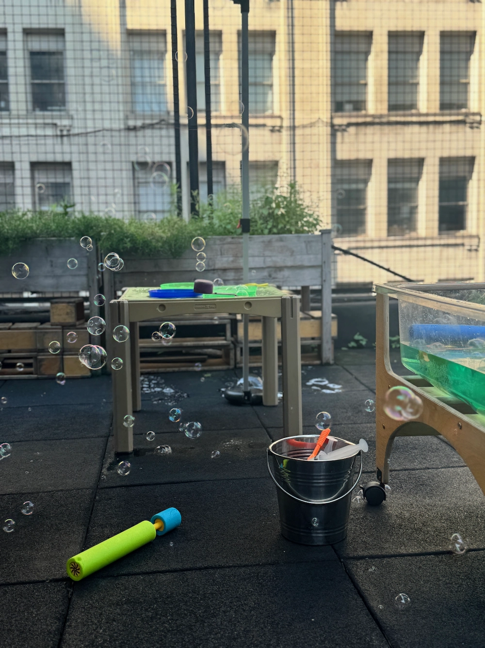 bubbles stacked on rooftop